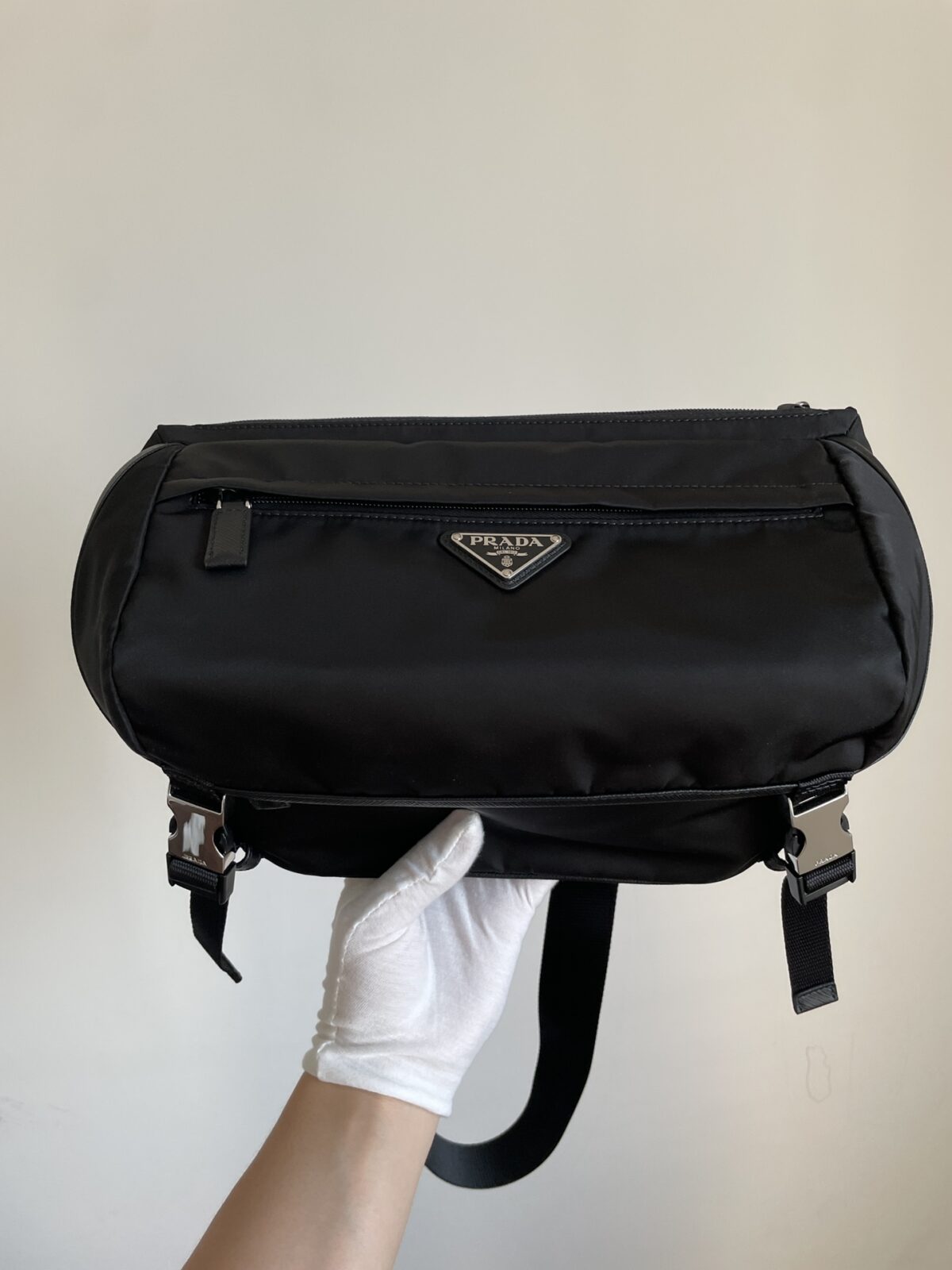 Prada Re-Nylon & Saffiano Leather Shoulder Bag Black - Image 7