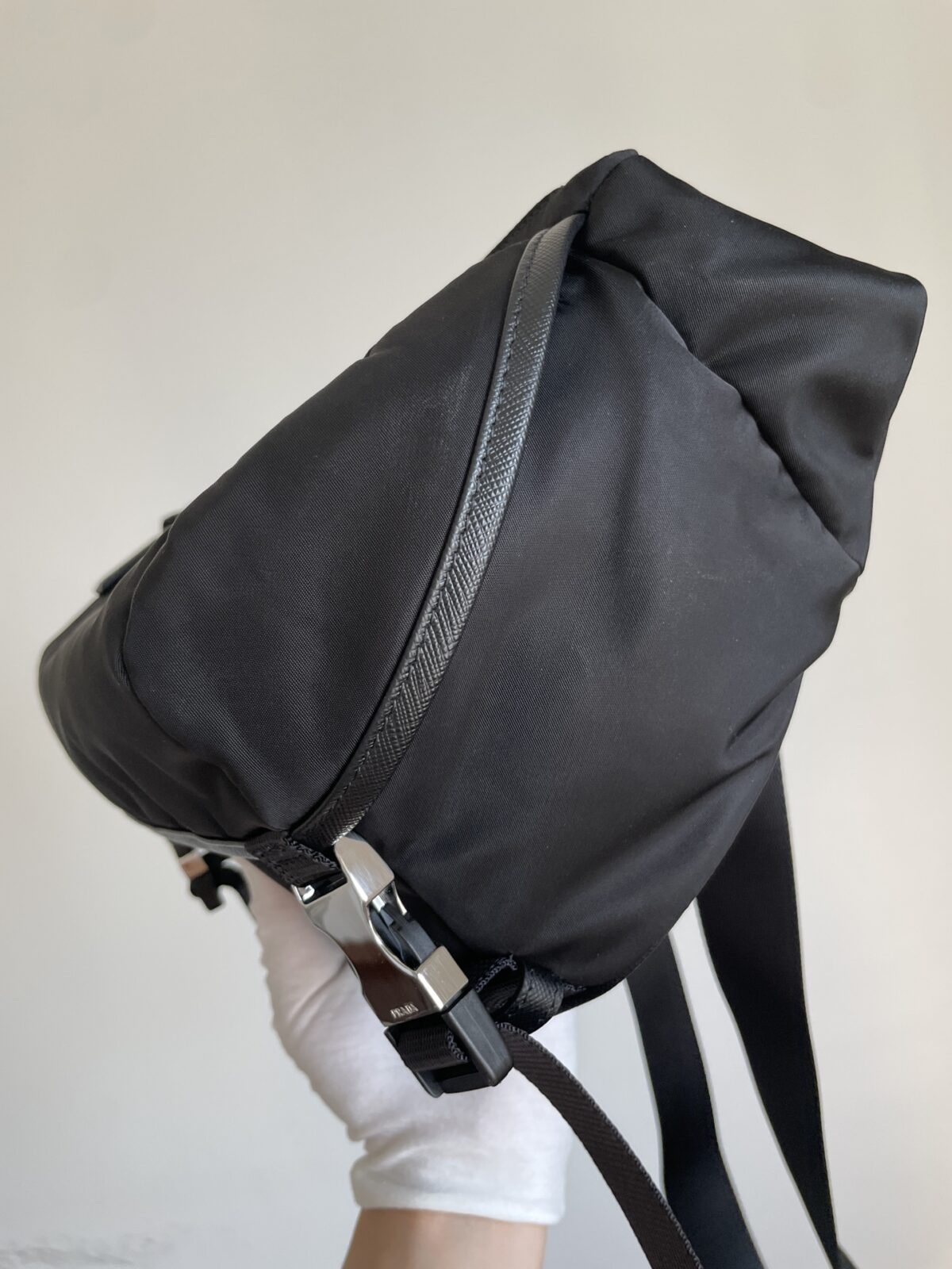 Prada Re-Nylon & Saffiano Leather Shoulder Bag Black - Image 8