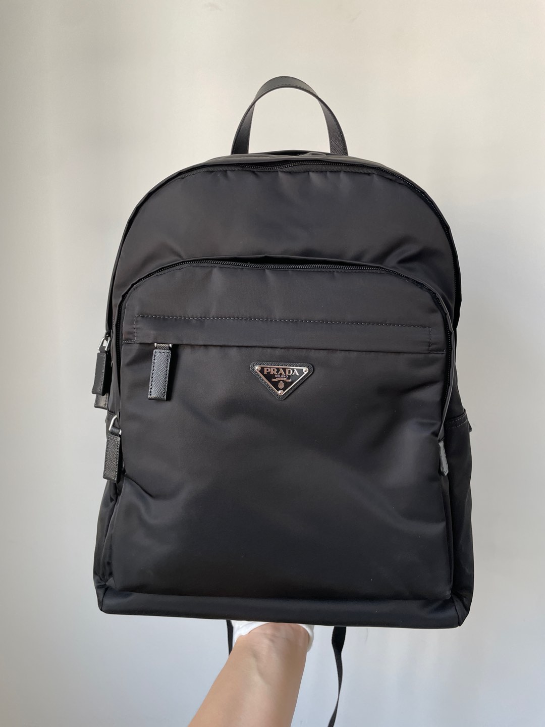 Prada Re-Nylon & Saffiano Leather Backpack Black - Image 2