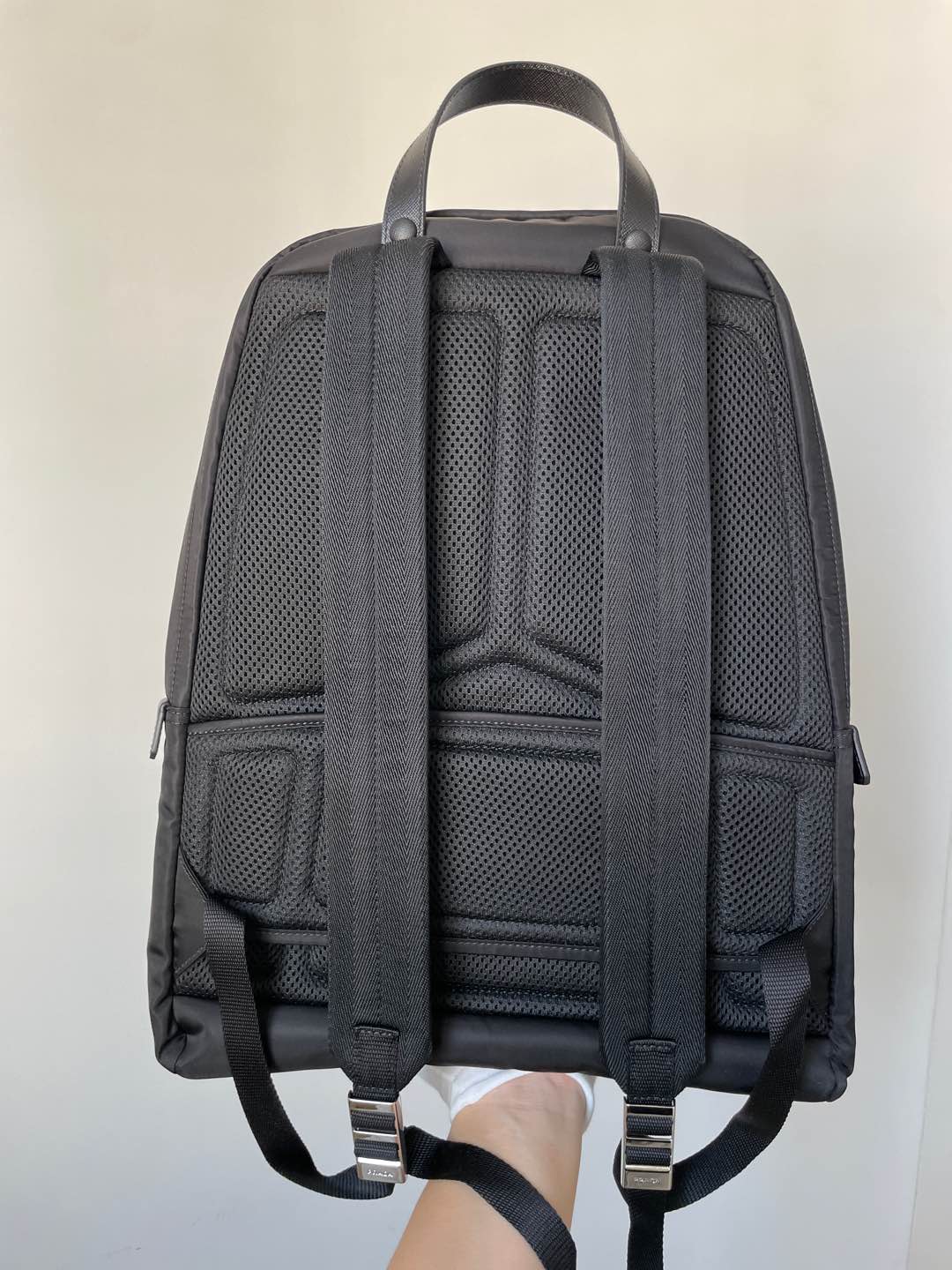 Prada Re-Nylon & Saffiano Leather Backpack Black - Image 4
