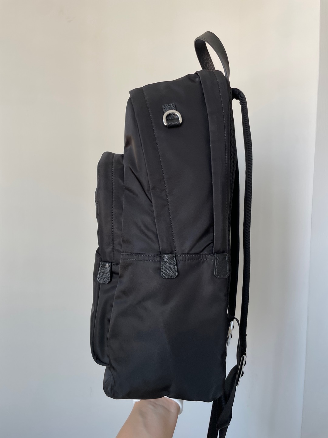 Prada Re-Nylon & Saffiano Leather Backpack Black - Image 5