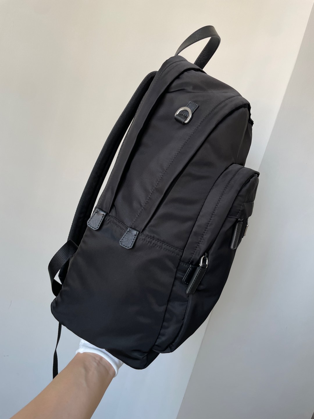 Prada Re-Nylon & Saffiano Leather Backpack Black - Image 7