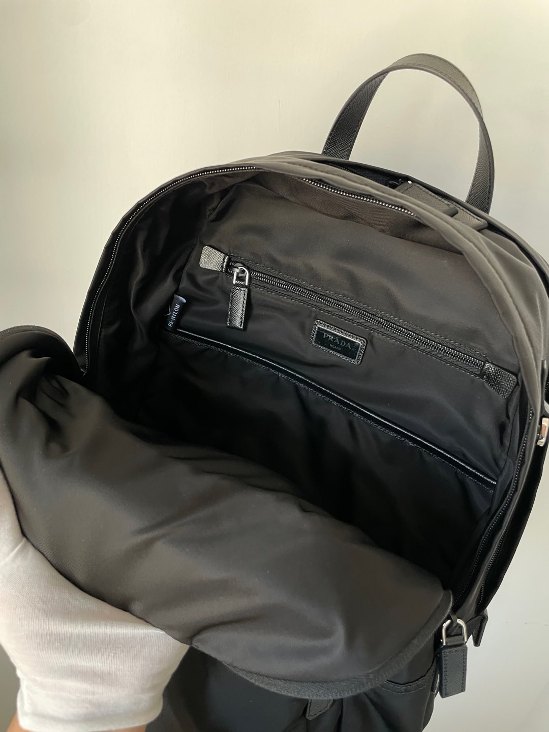 Prada Re-Nylon & Saffiano Leather Backpack Black - Image 8