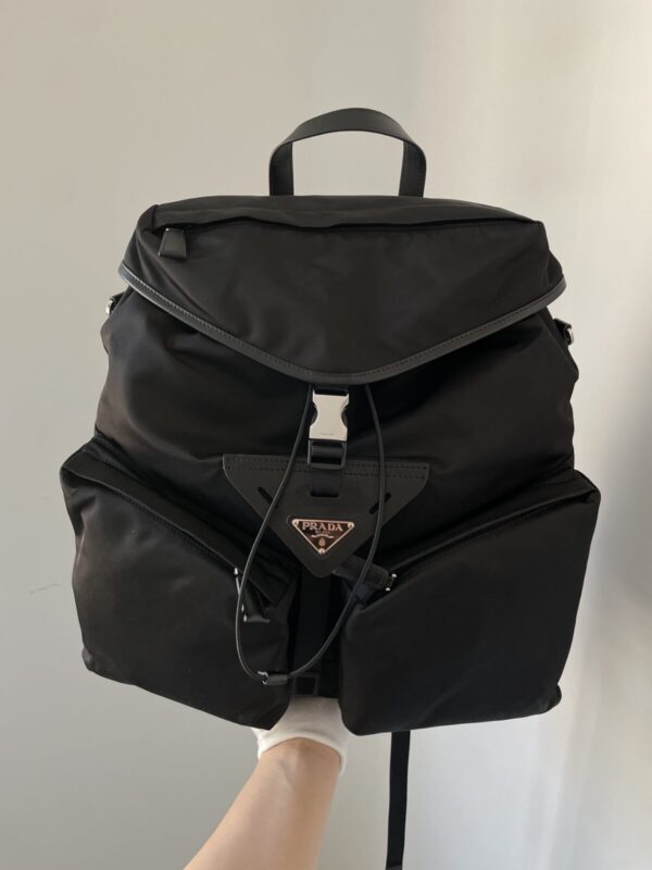 Prada Re-Nylon & Leather Drawstring Backpack Black - Image 2