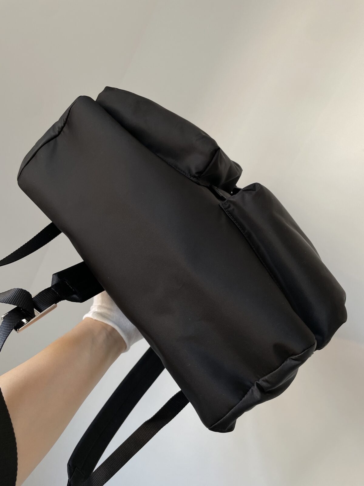 Prada Re-Nylon & Leather Drawstring Backpack Black - Image 8