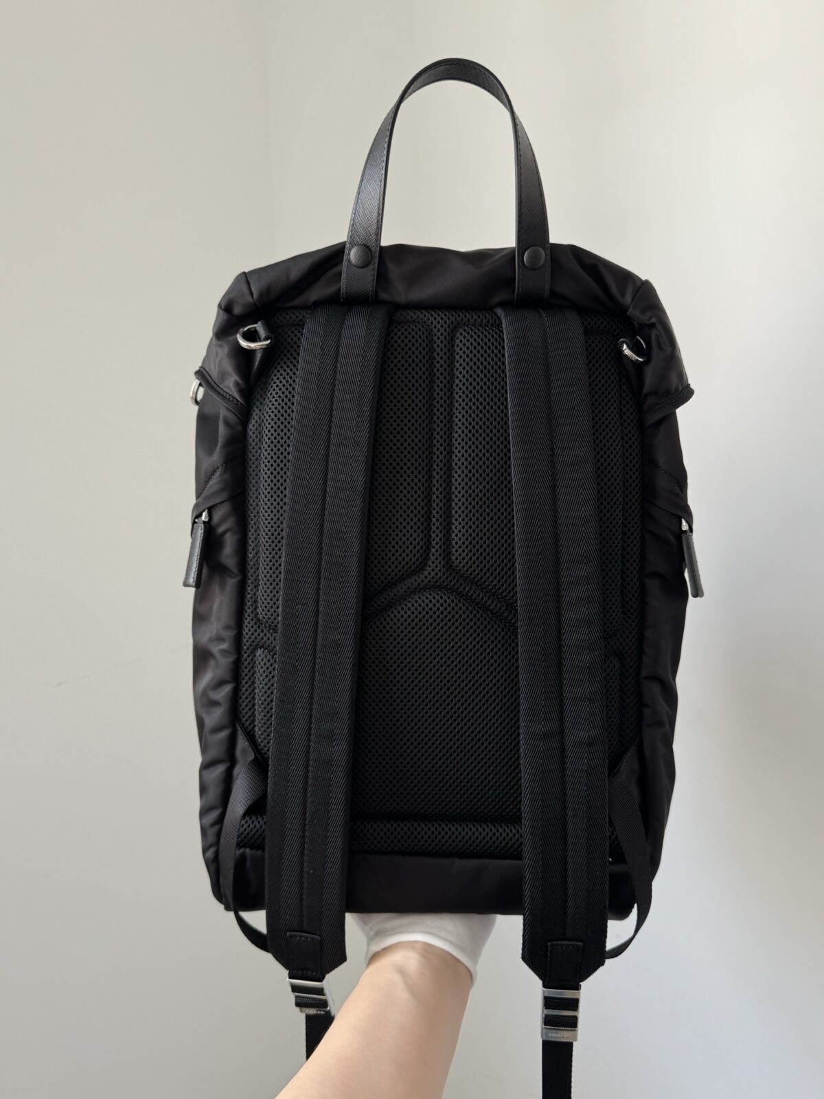 Prada Re-Nylon Drawstring Buckle Backpack Black - Image 5