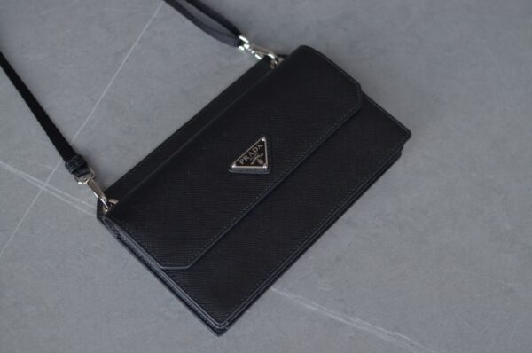 PRADA Saffiano Leather Crossbody Shoulder Bag Black - Image 10