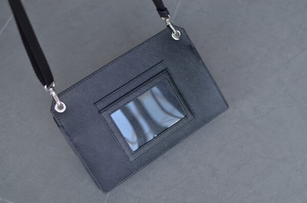 PRADA Saffiano Leather Crossbody Shoulder Bag Black - Image 12