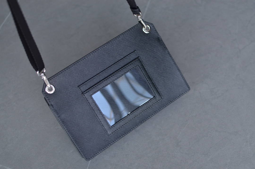 PRADA Saffiano Leather Crossbody Shoulder Bag Black - Image 12