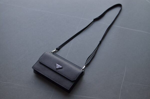 PRADA Saffiano Leather Crossbody Shoulder Bag Black - Image 8