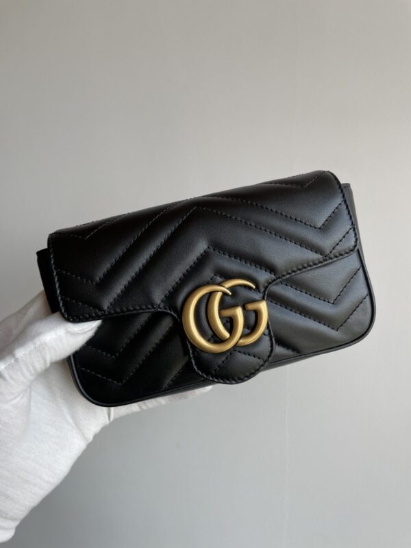 GUCCI GG Marmont Super Mini Leather Shoulder Bag Black - Image 2