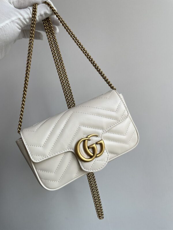 GUCCI GG Marmont Super Mini Leather Shoulder Bag White - Image 2