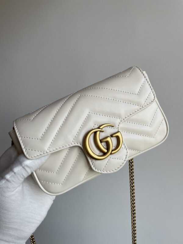 GUCCI GG Marmont Super Mini Leather Shoulder Bag White - Image 3