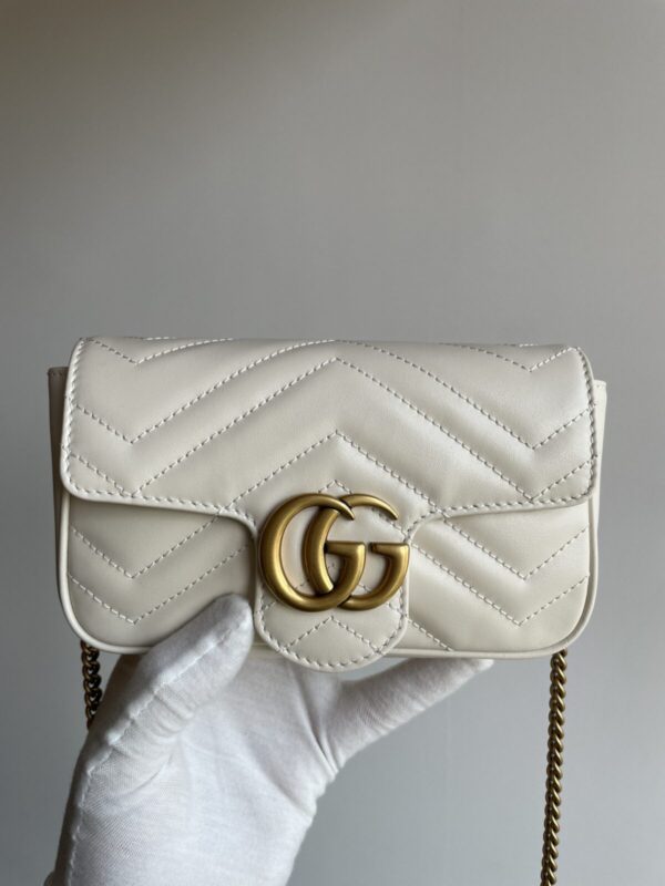GUCCI GG Marmont Super Mini Leather Shoulder Bag White - Image 4