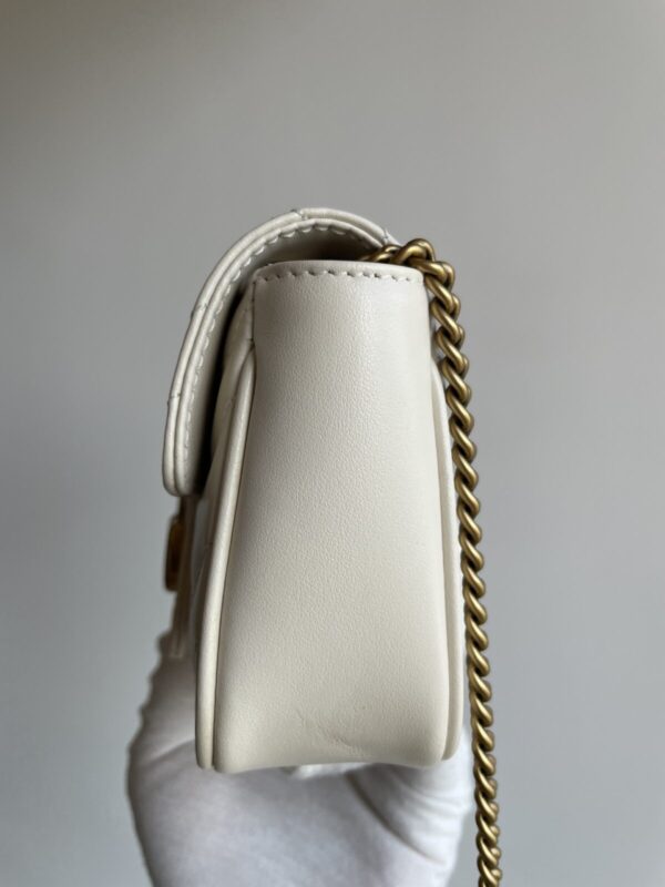 GUCCI GG Marmont Super Mini Leather Shoulder Bag White - Image 5