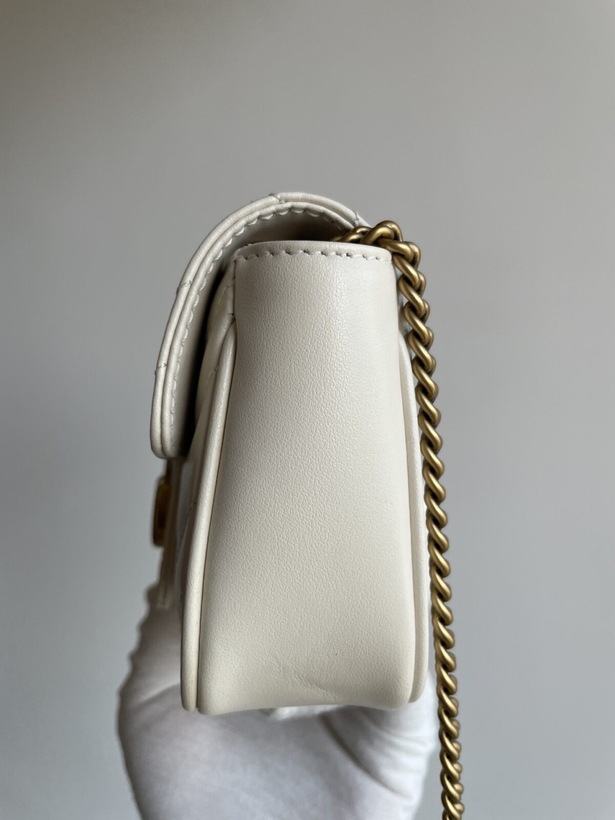 GUCCI GG Marmont Super Mini Leather Shoulder Bag White - Image 5