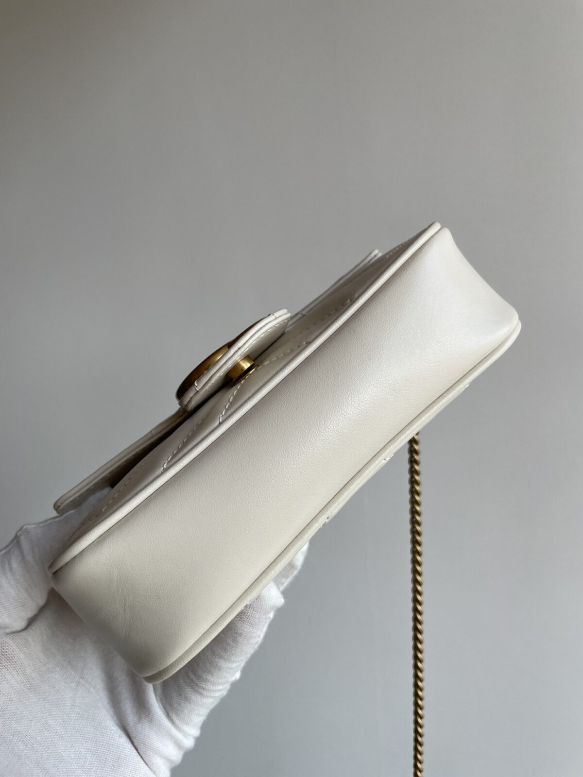 GUCCI GG Marmont Super Mini Leather Shoulder Bag White - Image 6