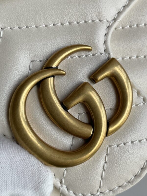 GUCCI GG Marmont Super Mini Leather Shoulder Bag White - Image 7