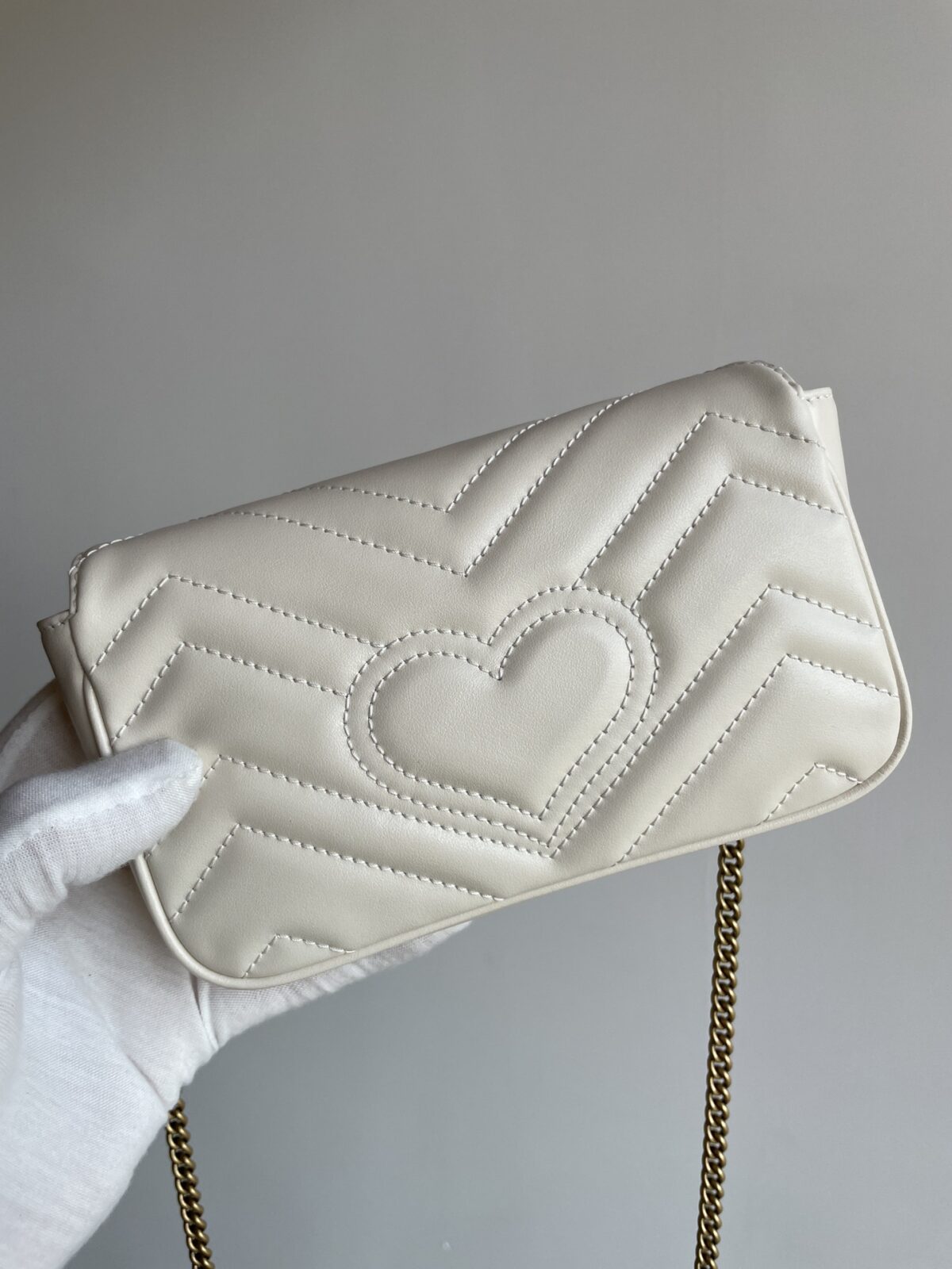 GUCCI GG Marmont Super Mini Leather Shoulder Bag White - Image 8