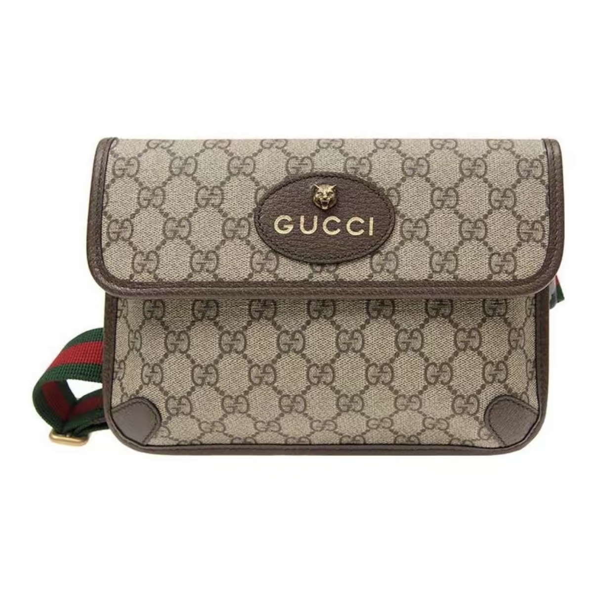 GUCCI Neo Vintage GG Supreme Tiger Head Messenger Bag Brown/Ebony