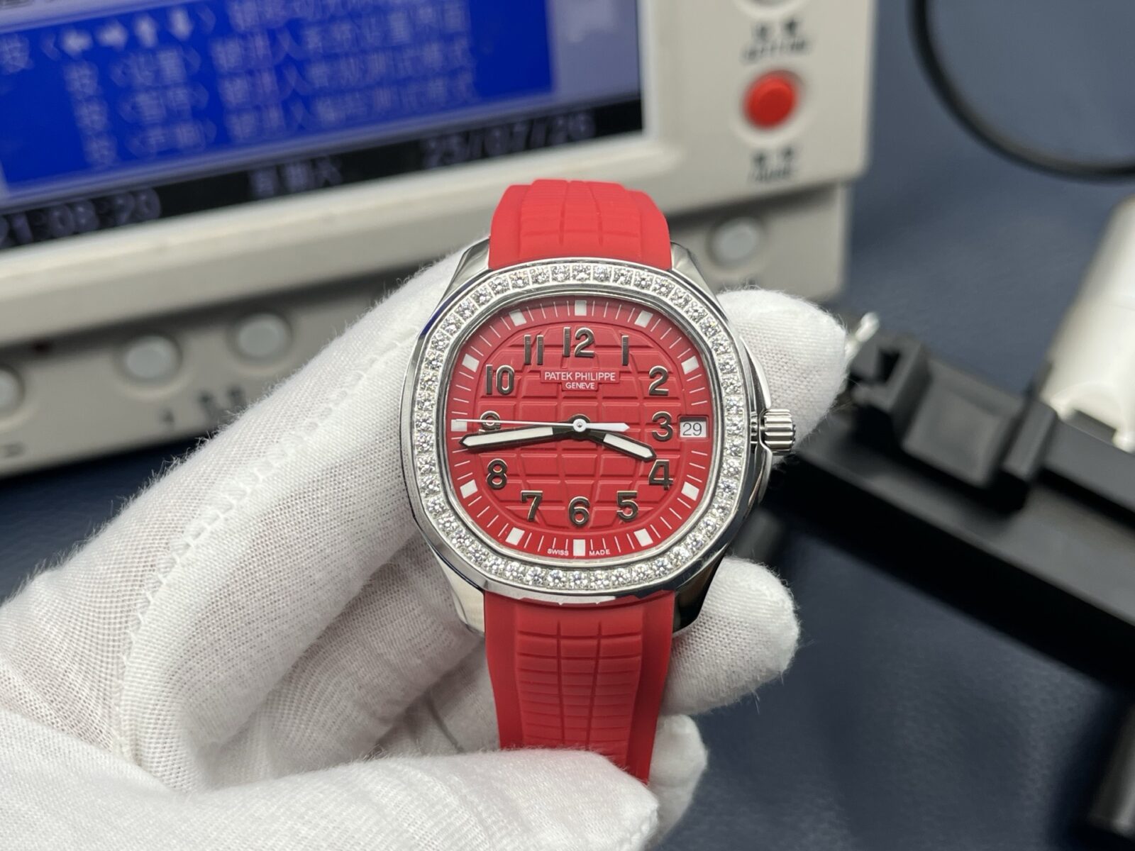 Patek Philippe Aquanaut Ladies 38.8mm Red Dial Stainless Steel