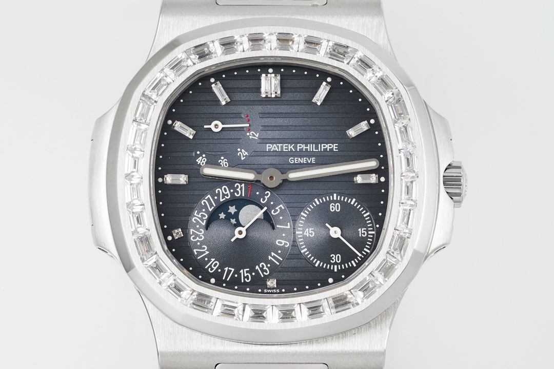 Patek Philippe Nautilus 40mm Blue Dial White Gold & Diamond Bezel - Image 2