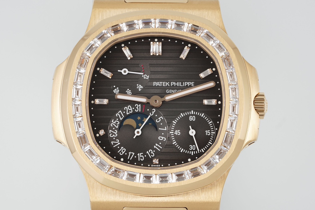 Patek Philippe Nautilus 40mm Brown Dial Rose Gold & Diamond Bezel - Image 2