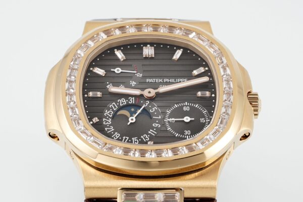 Patek Philippe Nautilus 40mm Brown Dial Rose Gold & Diamond Bezel - Image 3