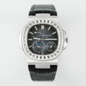 Patek Philippe Nautilus 40mm Gray Dial White Gold & Diamond Bezel