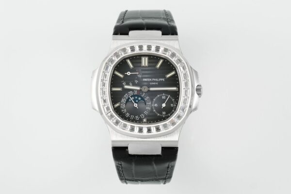 Patek Philippe Nautilus 40mm Gray Dial White Gold & Diamond Bezel