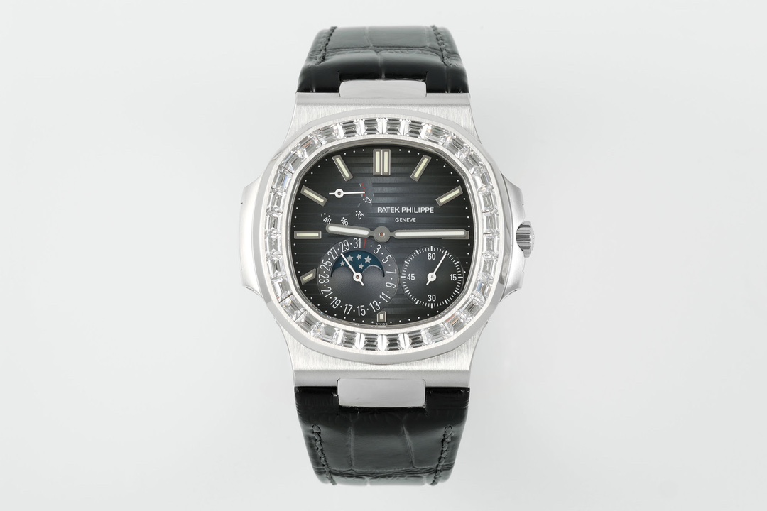 Patek Philippe Nautilus 40mm Gray Dial White Gold & Diamond Bezel