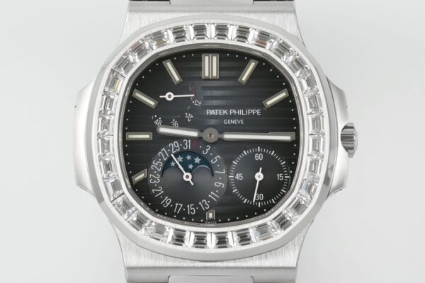 Patek Philippe Nautilus 40mm Gray Dial White Gold & Diamond Bezel - Image 2