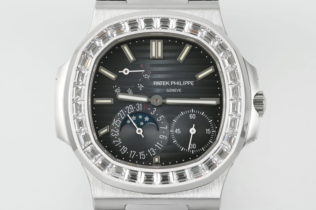 Patek Philippe Nautilus 40mm Gray Dial White Gold & Diamond Bezel - Image 2