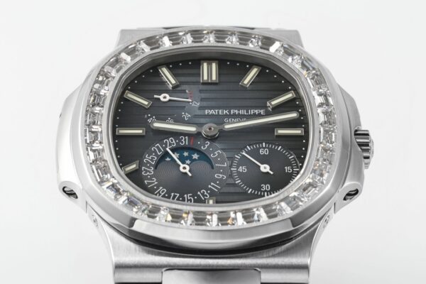Patek Philippe Nautilus 40mm Gray Dial White Gold & Diamond Bezel - Image 3