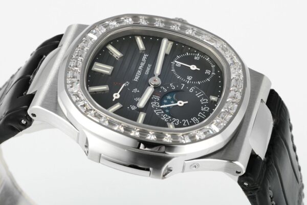 Patek Philippe Nautilus 40mm Gray Dial White Gold & Diamond Bezel - Image 4