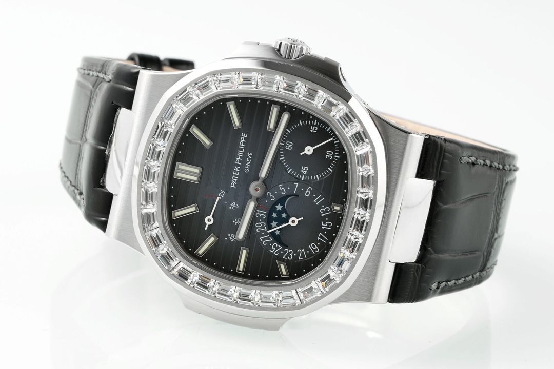 Patek Philippe Nautilus 40mm Gray Dial White Gold & Diamond Bezel - Image 6