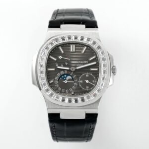 Patek Philippe Nautilus 40mm Brown Dial White Gold & Diamond Bezel