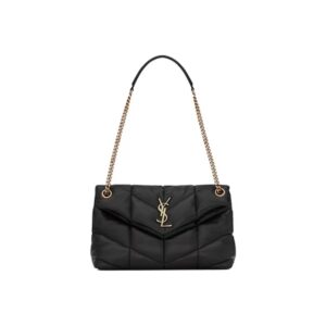 SAINT LAURENT YSL PUFFER Quilted Lambskin Cloud Shoulder Bag Black