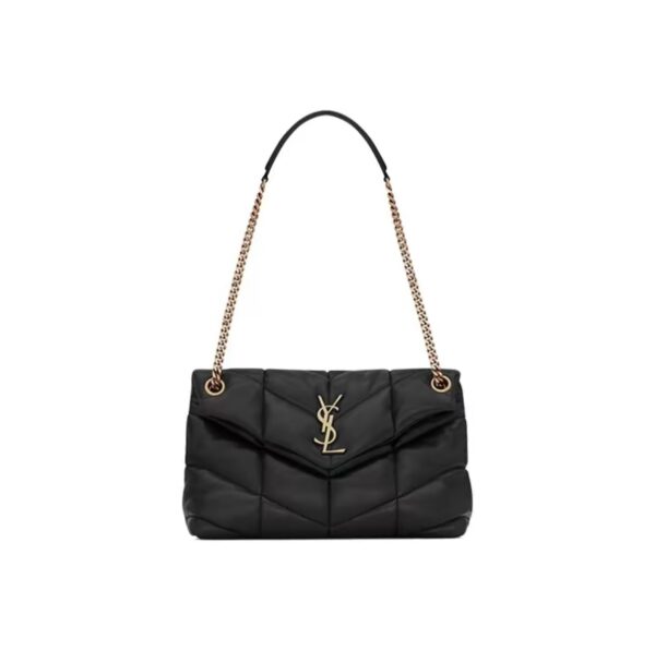 SAINT LAURENT YSL PUFFER Quilted Lambskin Cloud Shoulder Bag Black