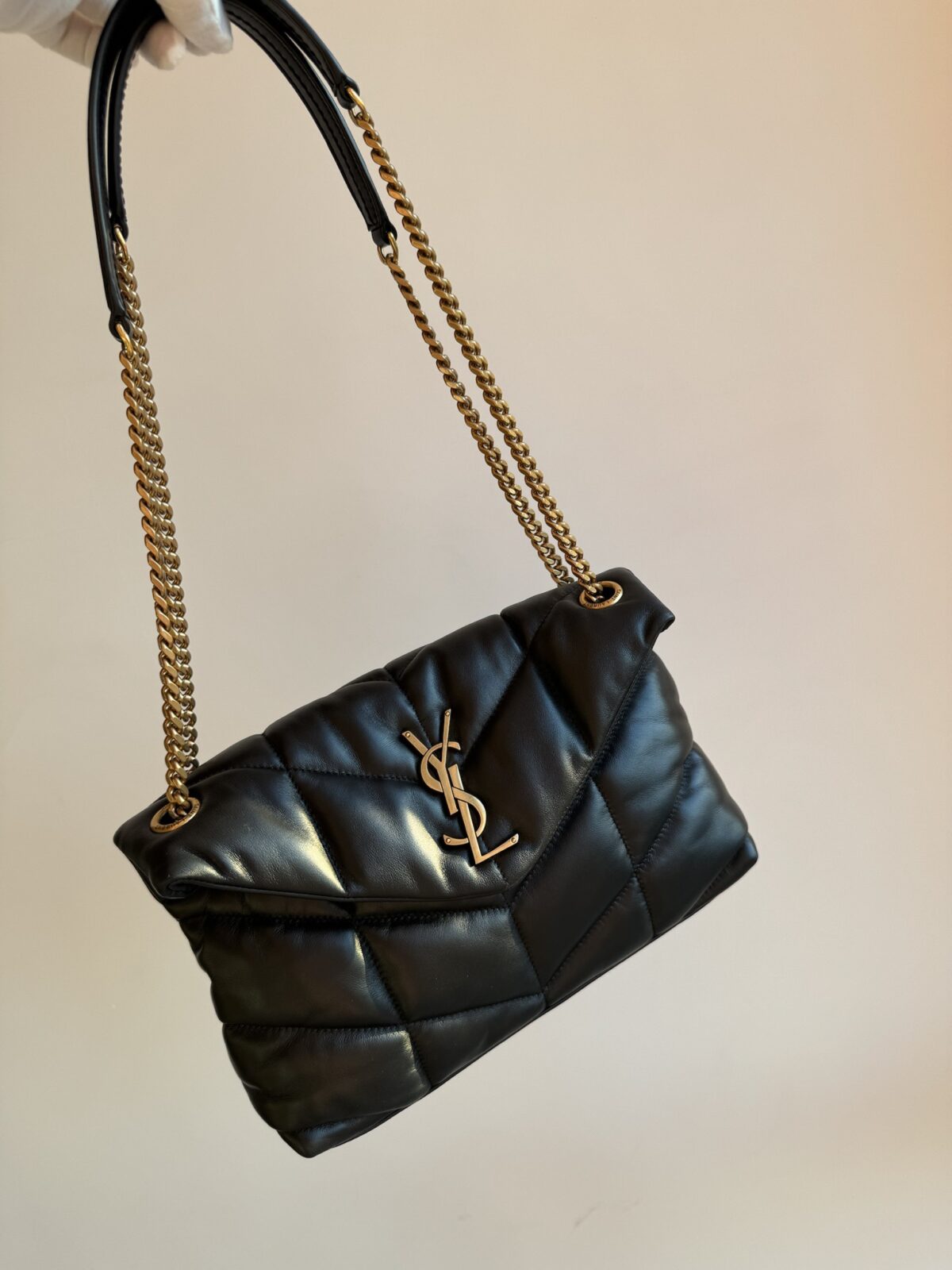 SAINT LAURENT YSL PUFFER Quilted Lambskin Cloud Shoulder Bag Black - Image 2