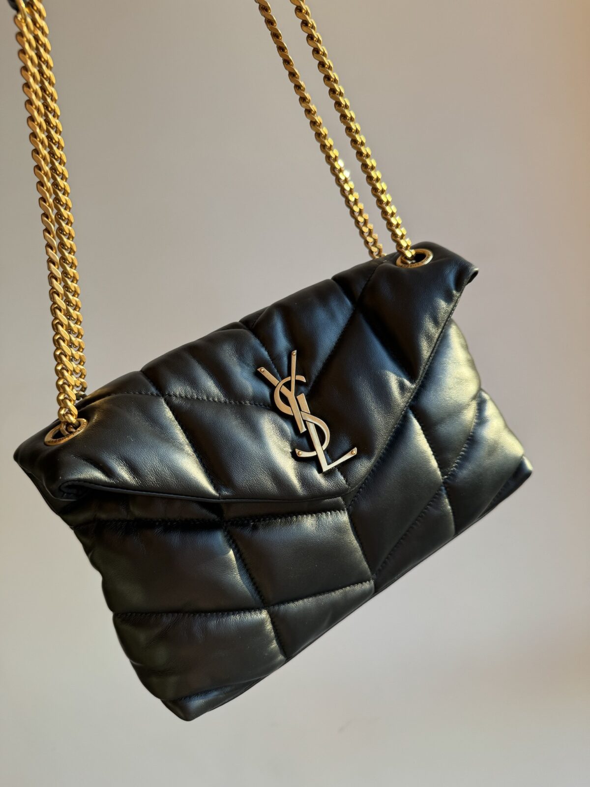 SAINT LAURENT YSL PUFFER Quilted Lambskin Cloud Shoulder Bag Black - Image 3