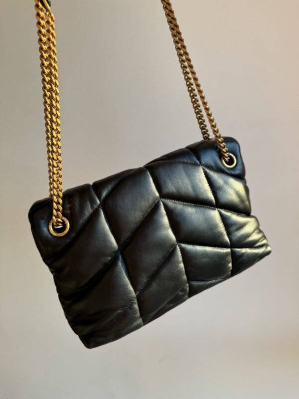 SAINT LAURENT YSL PUFFER Quilted Lambskin Cloud Shoulder Bag Black - Image 4