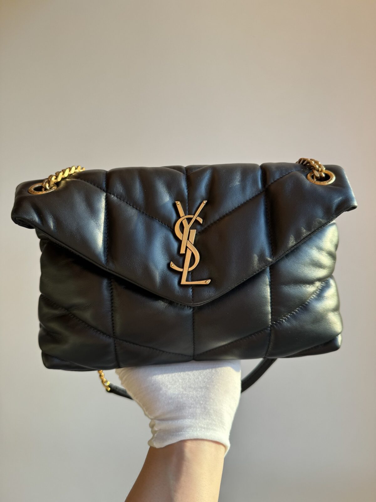 SAINT LAURENT YSL PUFFER Quilted Lambskin Cloud Shoulder Bag Black - Image 6