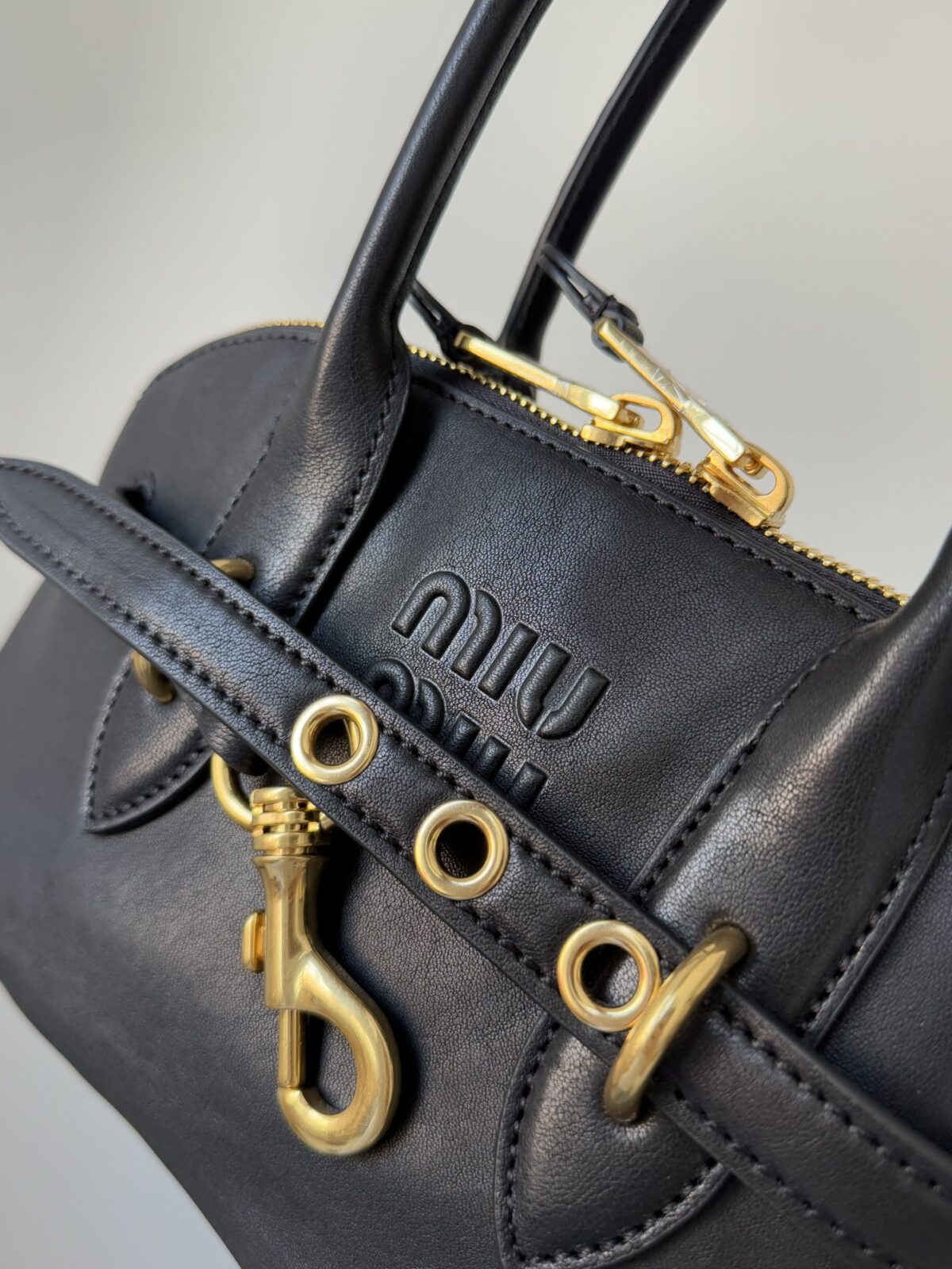 MIU MIU Aventure Nappa Leather Shoulder Crossbody Handbag – Black - Image 9