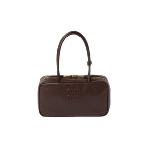 MIU MIU Beau Calfskin Handbag with Embossed Logo – Heather Wood