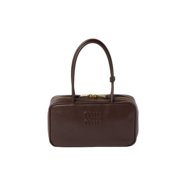 MIU MIU Beau Calfskin Handbag with Embossed Logo – Heather Wood