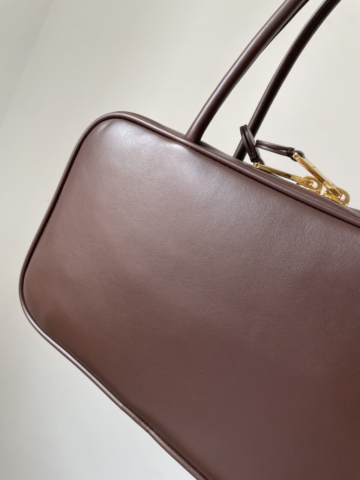 MIU MIU Beau Calfskin Handbag with Embossed Logo – Heather Wood - Image 7