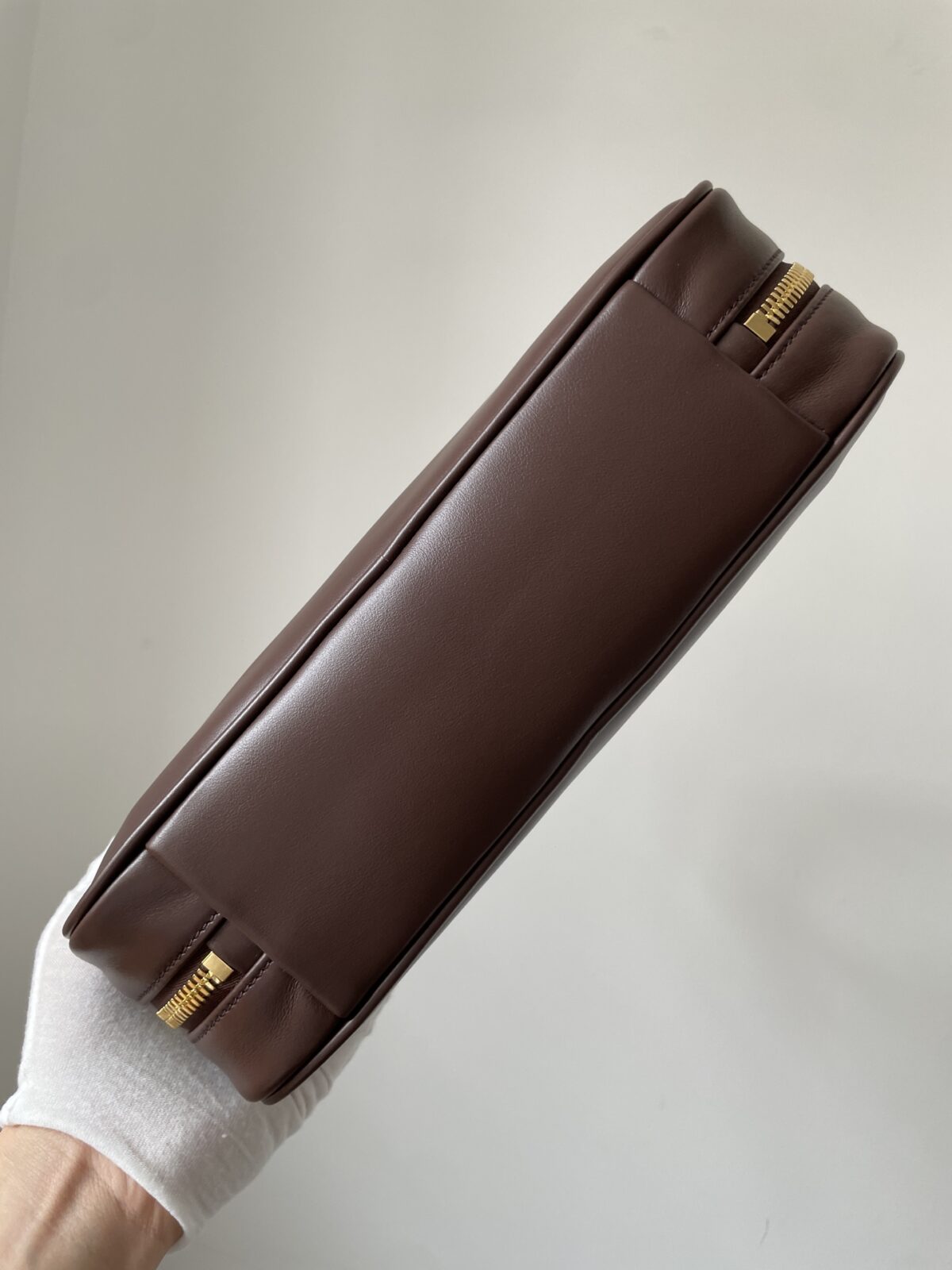 MIU MIU Beau Calfskin Handbag with Embossed Logo – Heather Wood - Image 8