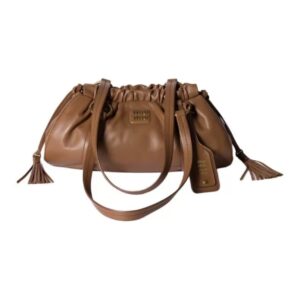MIU MIU Joie Nappa Leather Shoulder Handbag – Cognac