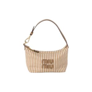 MIU MIU Spirit Logo Fabric Mini Handbag – Brown & Caramel